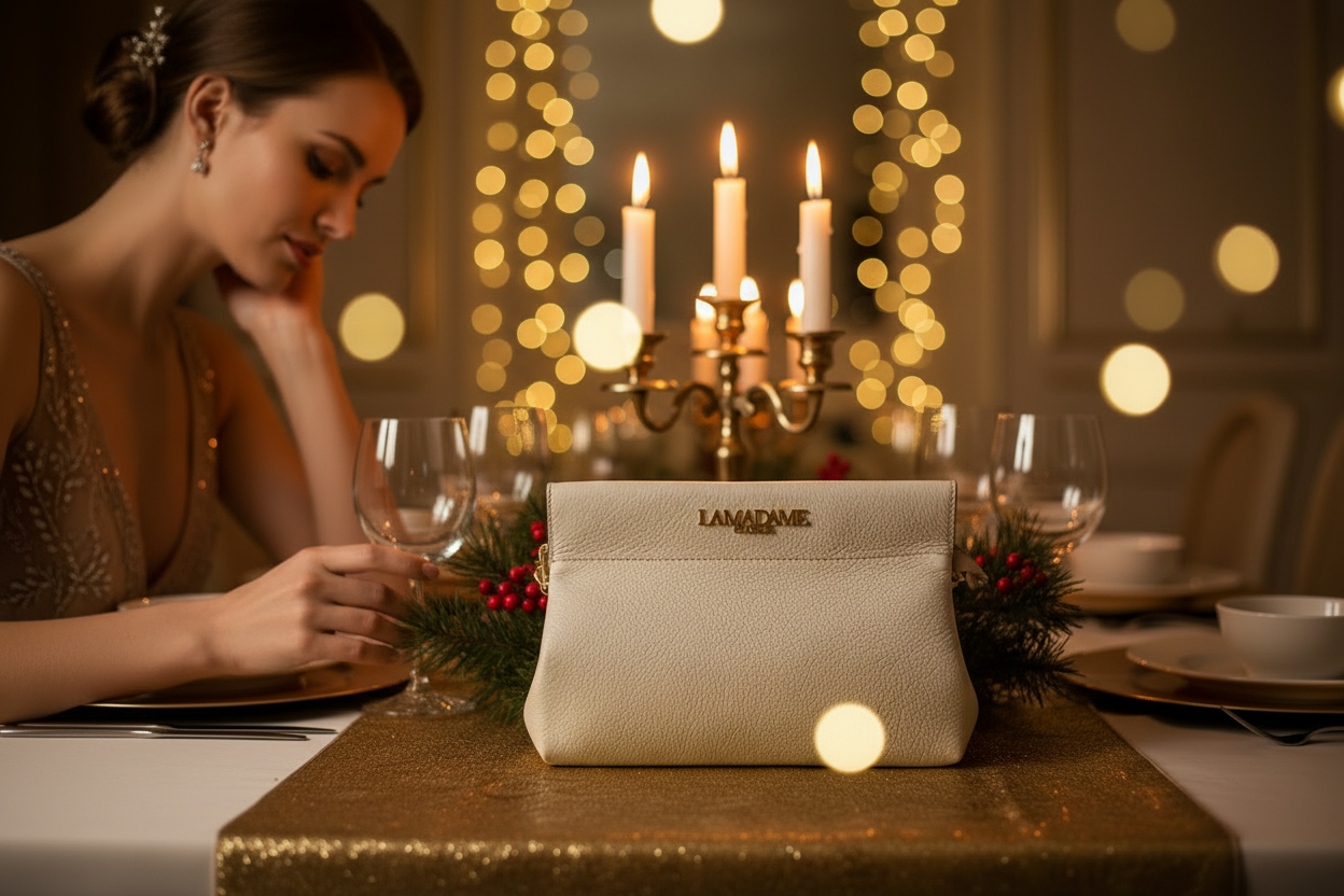 Athena bianca grande tavola natalizia